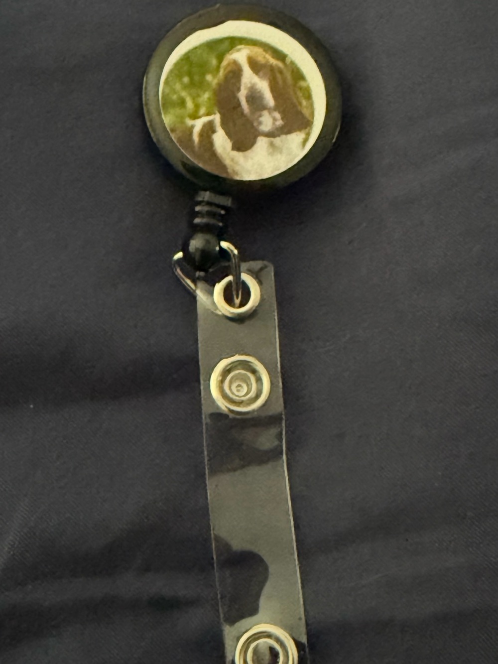 Basset hound Retractable Badge Reel with Dog Image - Black